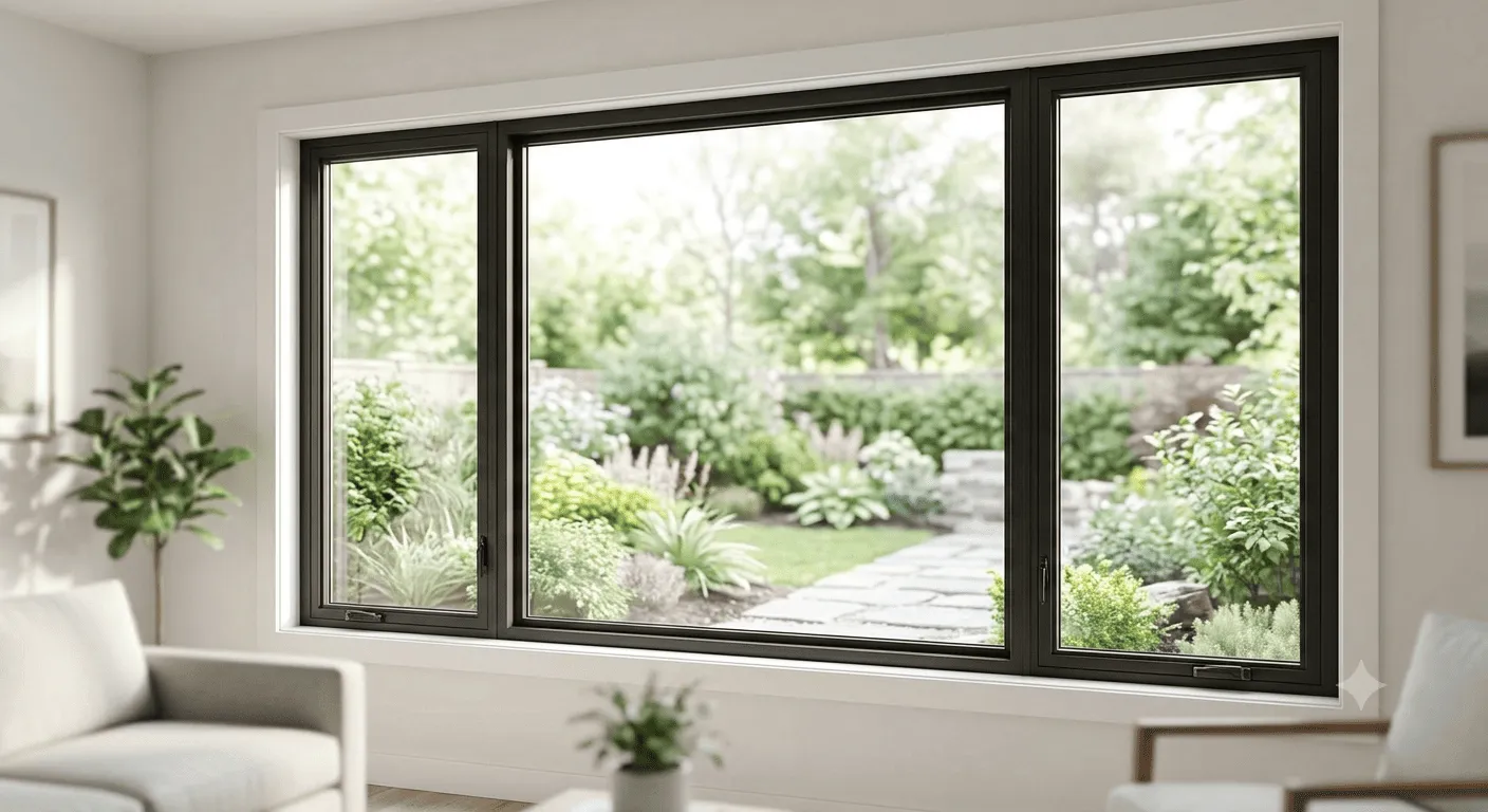 Bright living room with modern energy-efficient windows.